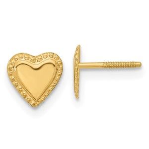 14k Yellow Gold Madi K Children's Kids Girls Jewelry Heart Post Earrings